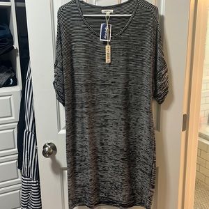 Max studio Rayon black and white striped dress